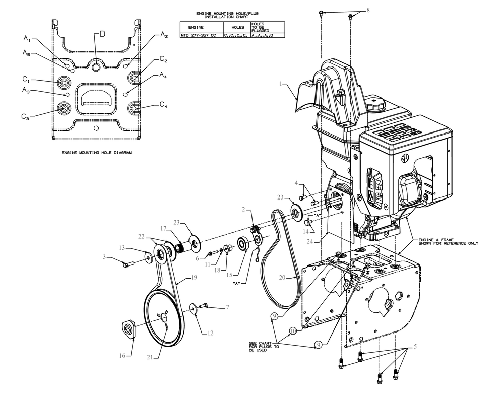 Engine Drive Diagram and Parts List for 3X26-INCHTRAC (31AH7DVX710)(2019) Cub Cadet Snow Blower